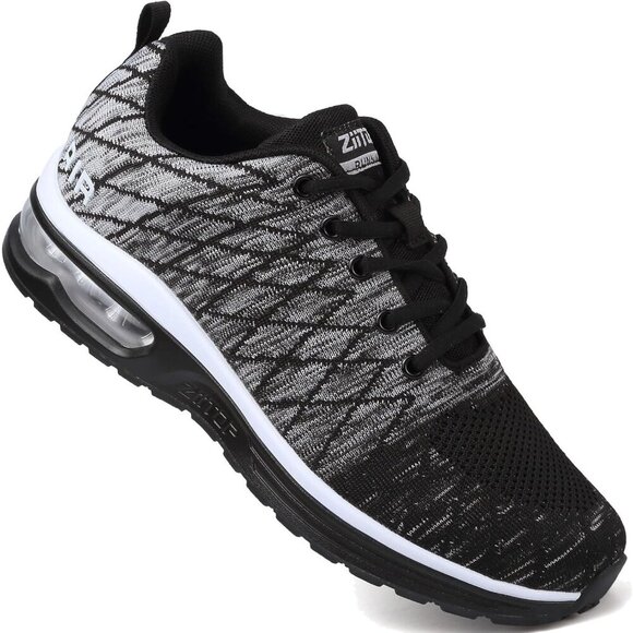 🆕 Men's Lightweight Athletic Tennis Shoes Black Grey Mesh Air Cushion Non-Slip - Picture 1 of 7